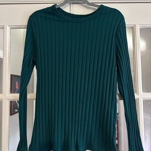 A New Day Ribbed Green Long Sleeve Top